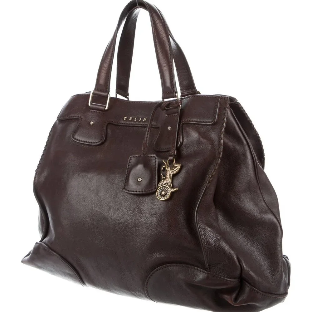 Celine Dark Brown Leather Crossbody Satchel - Picture 4 of 13